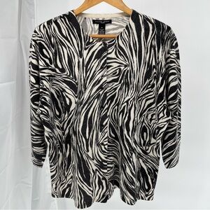Jillian Jones Womens Lambs Wool Blend Cardigan Size 3X Animal Print